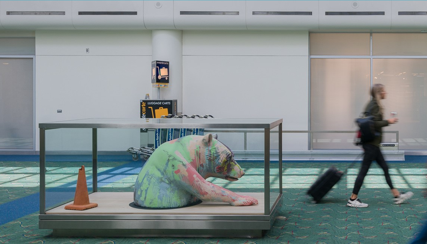 A Colorful Bear Emerges from Hibernation on Concourse D
