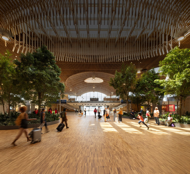 the beautiful new wooden roof at PDX Airport