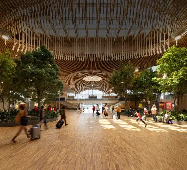 the beautiful new wooden roof at PDX Airport