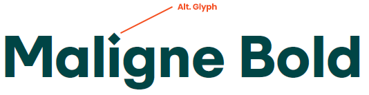 Maligne alt glyph example shows dot on top of letter i