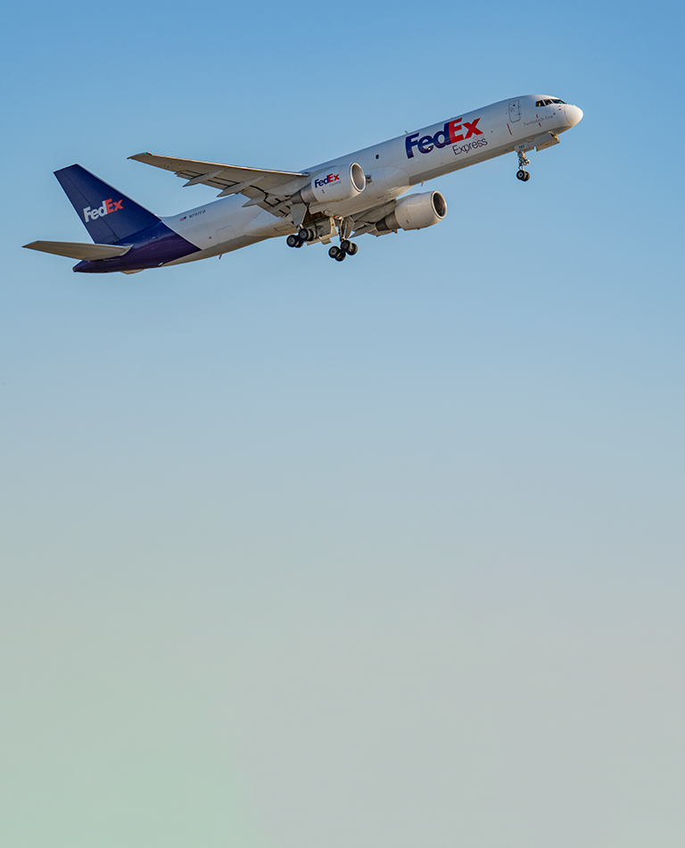 FedEx plane taking off