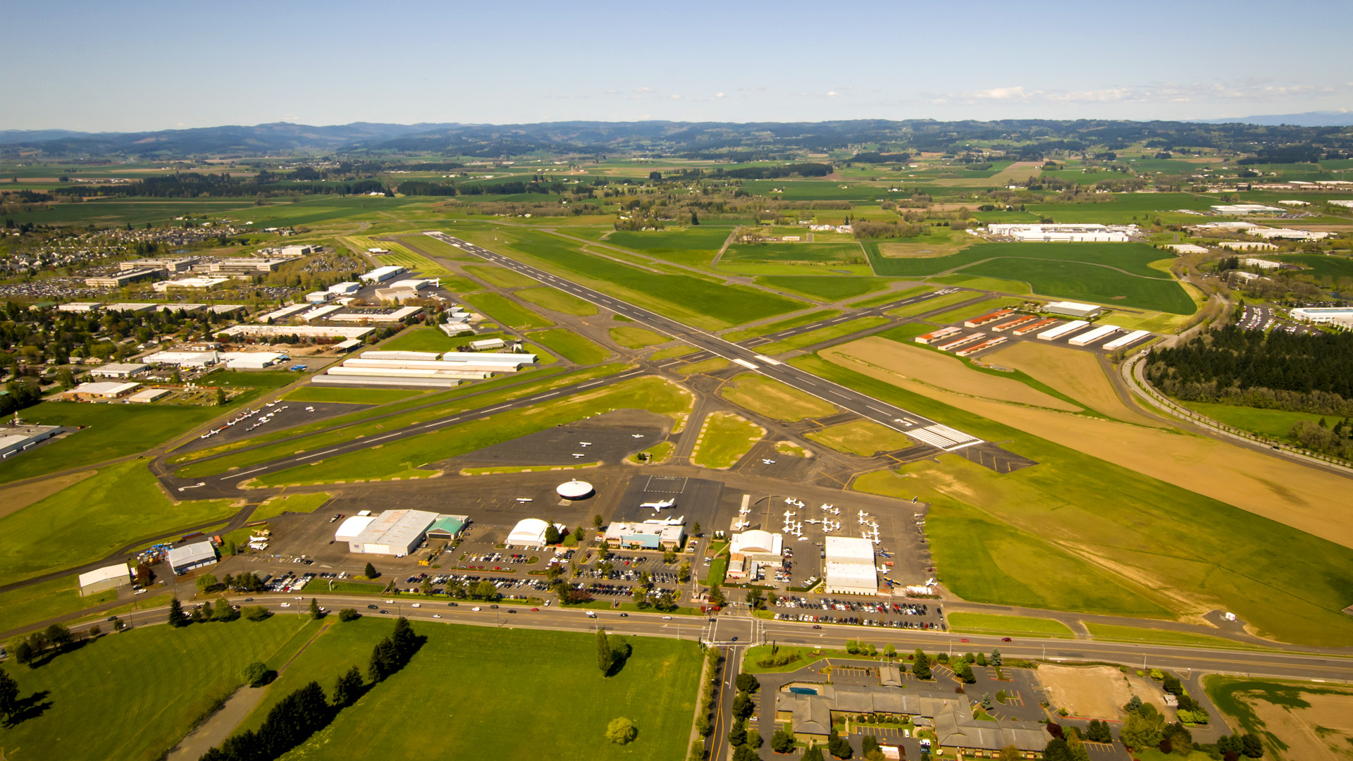 Aerial of Hillsboro Airport and surrounding neighborhood