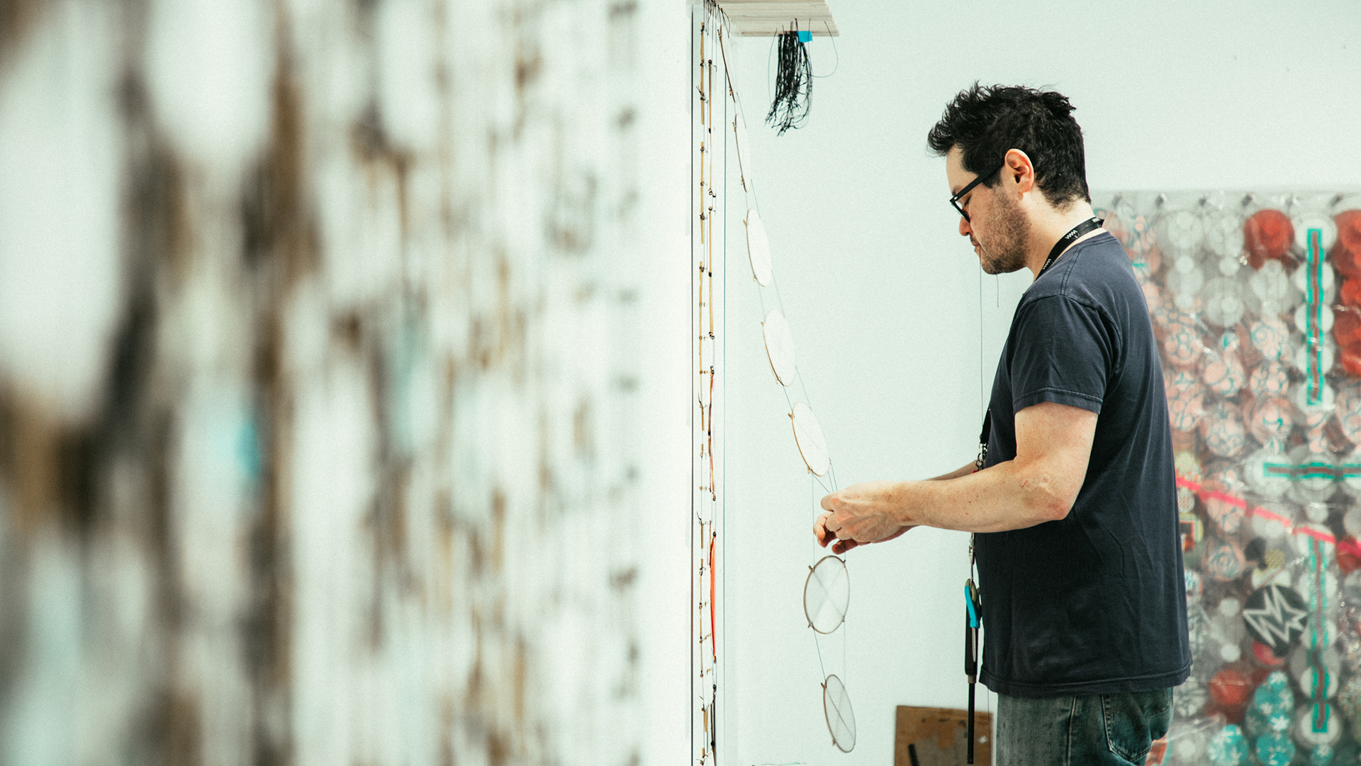 Artist making installation for PDX