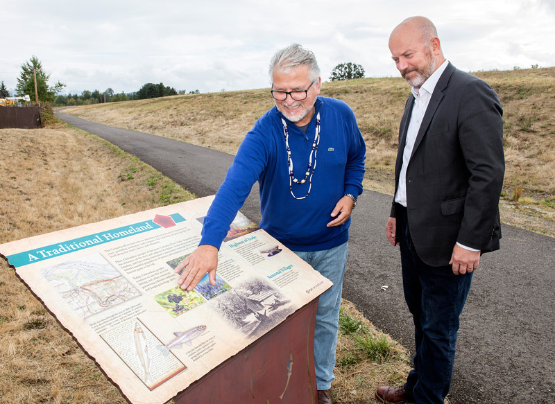 Executive Director Robinhold with a tribal partner during the opening of a preserved area