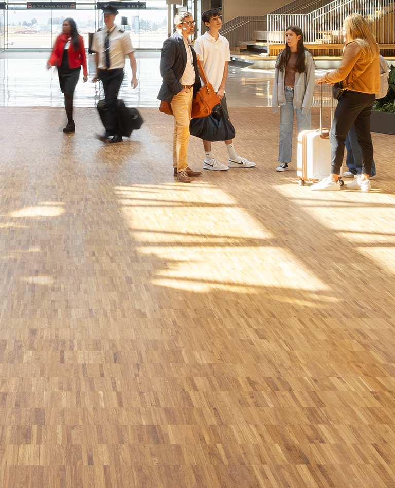 center of new main terminal with mass timber roof