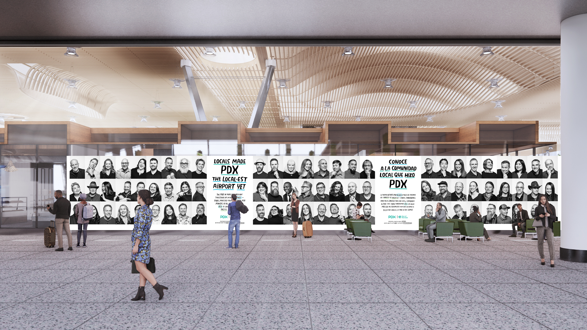 architectural rendering of community mural showing people who contributed to the project