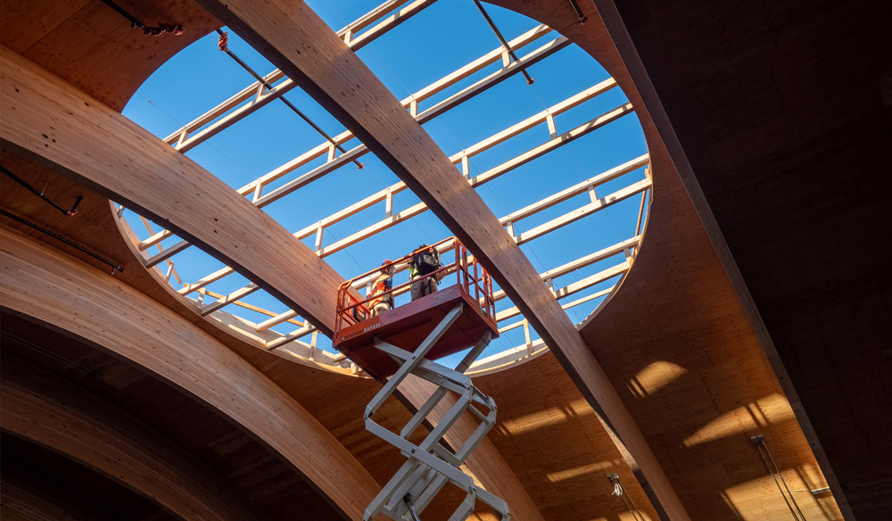 Building PDX’s wooden roof, from forest to frame