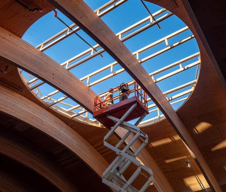 Building PDX’s wooden roof, from forest to frame