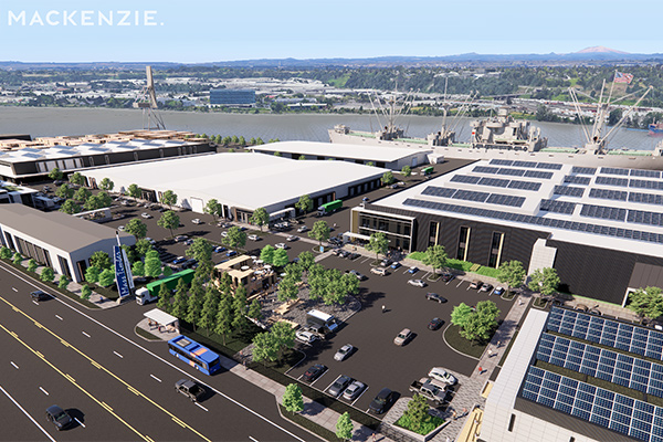 Still rendering of T2 Mass Timber site concept