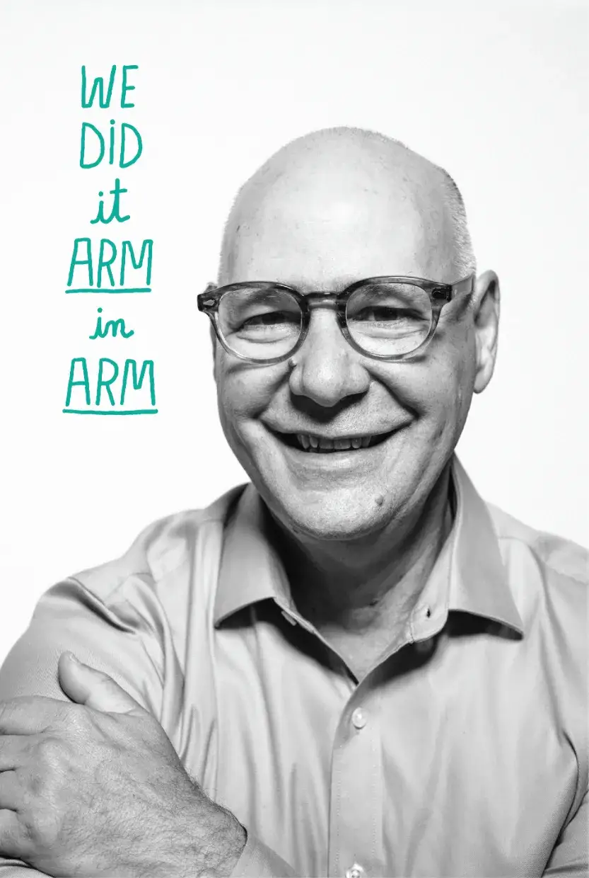portrait of Vince says we did it arm in arm